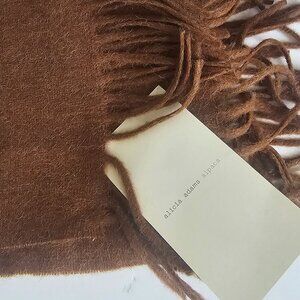 Alicia Adams Alpaca Westwood Wrap Cognac Ivory NWT $ 495